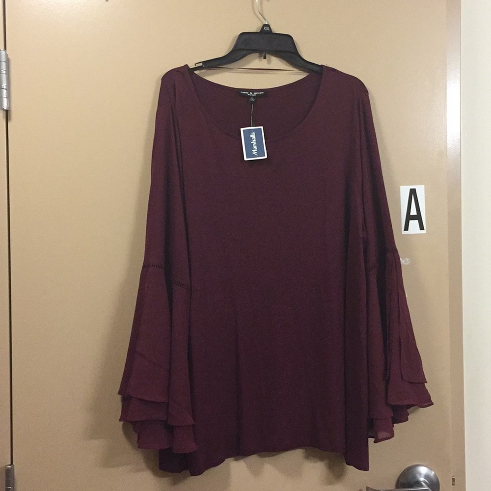 Burgundy bell sleeved top